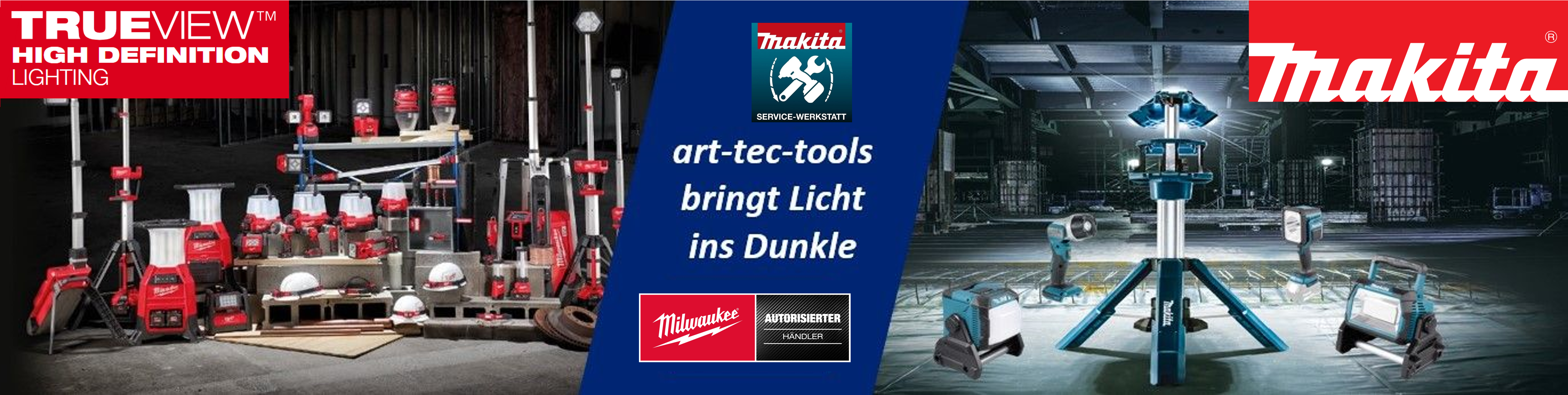 Milwaukee und Makita Arbeitsbeleuchtung bei ART-TEC TOOLS